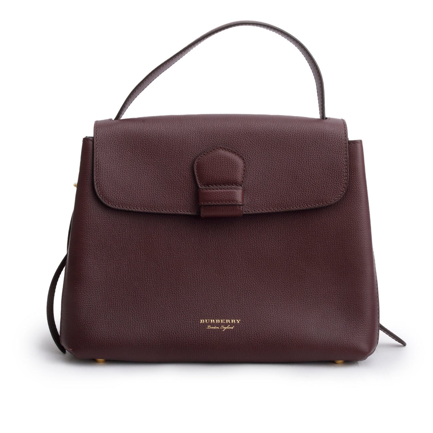 Burberry Burgundy Derby Calfskin House Check Medium Camberley Bag w/ Strap