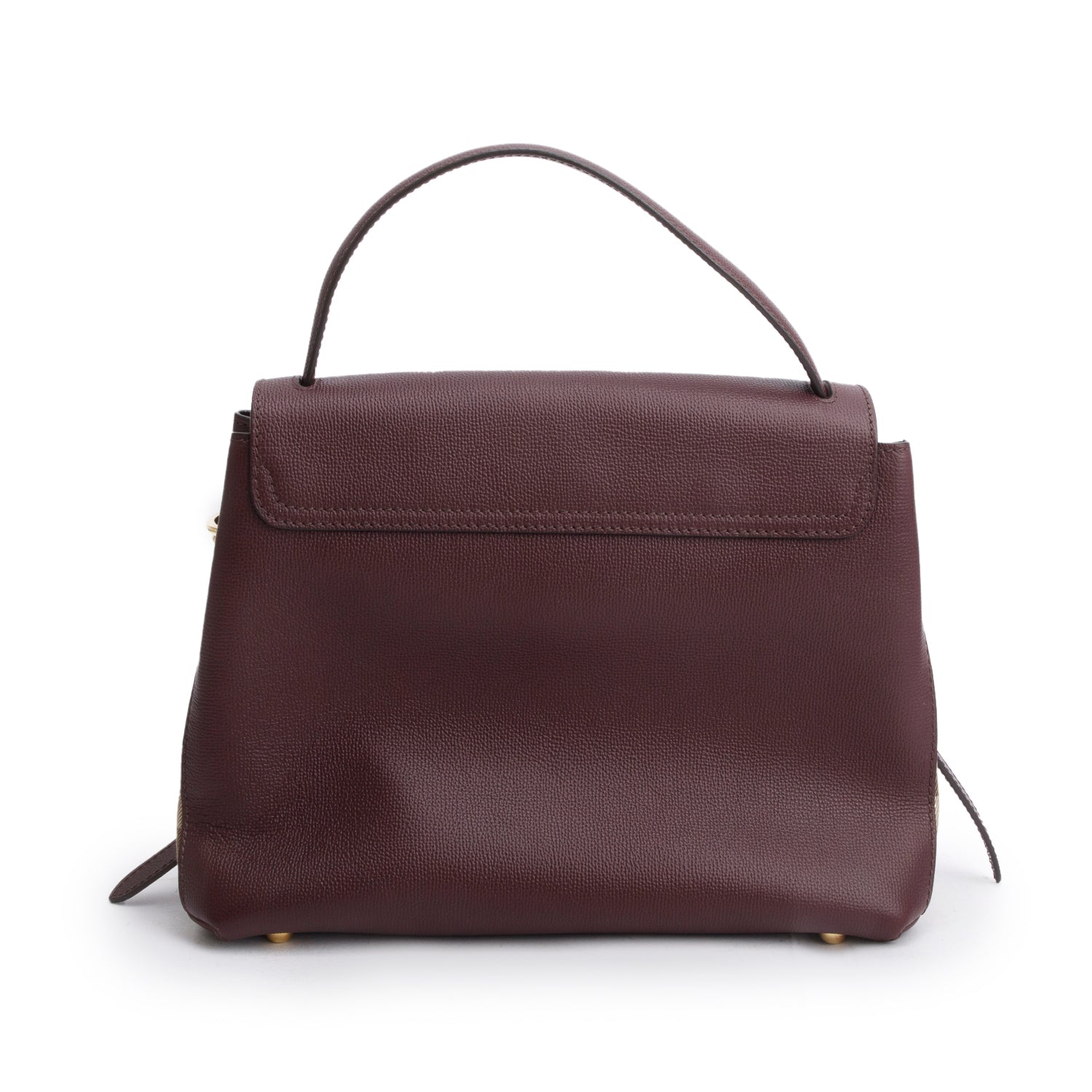 Burberry Burgundy Derby Calfskin House Check Medium Camberley Bag w/ Strap