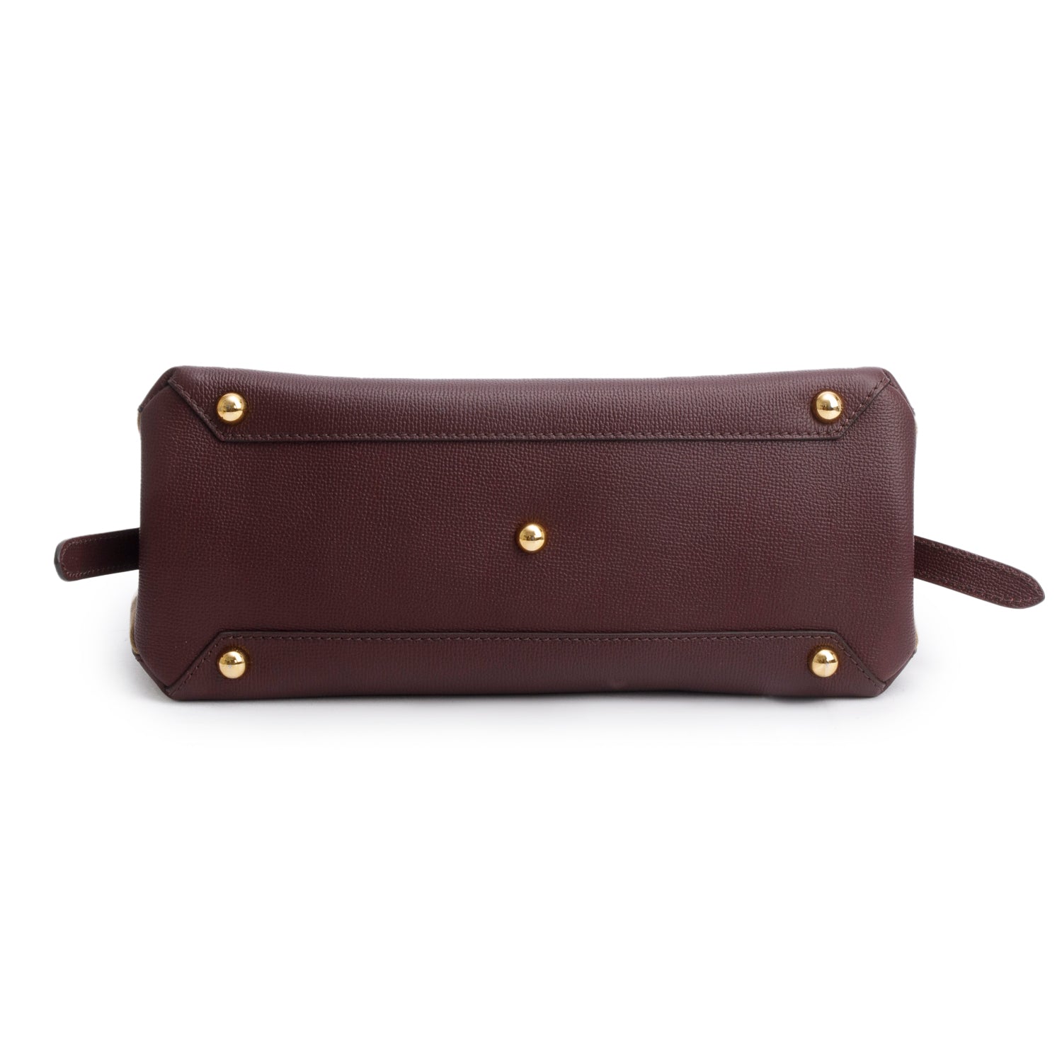 Burberry Burgundy Derby Calfskin House Check Medium Camberley Bag w/ Strap