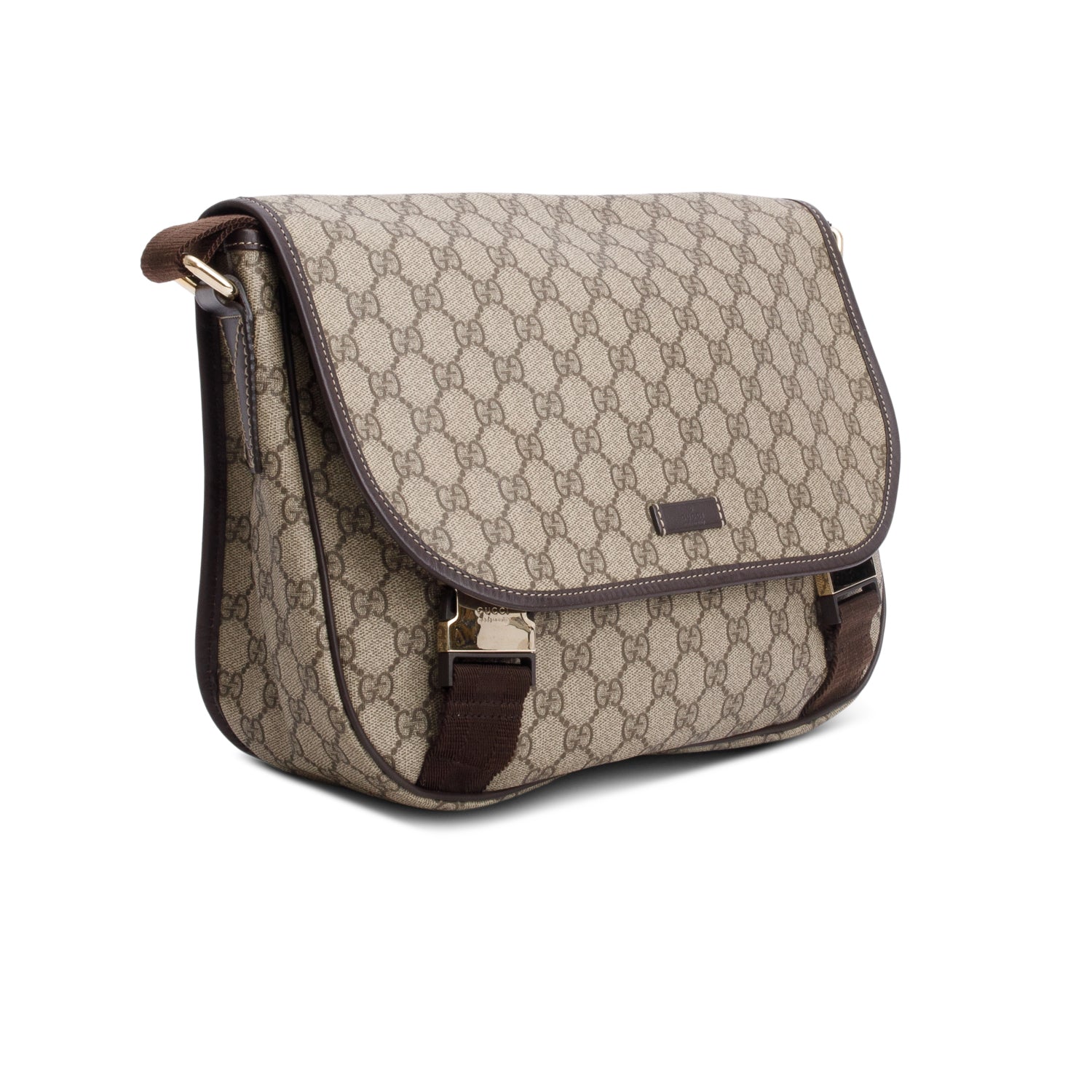 Gucci GG Supreme Double Buckle Flap Messenger Bag