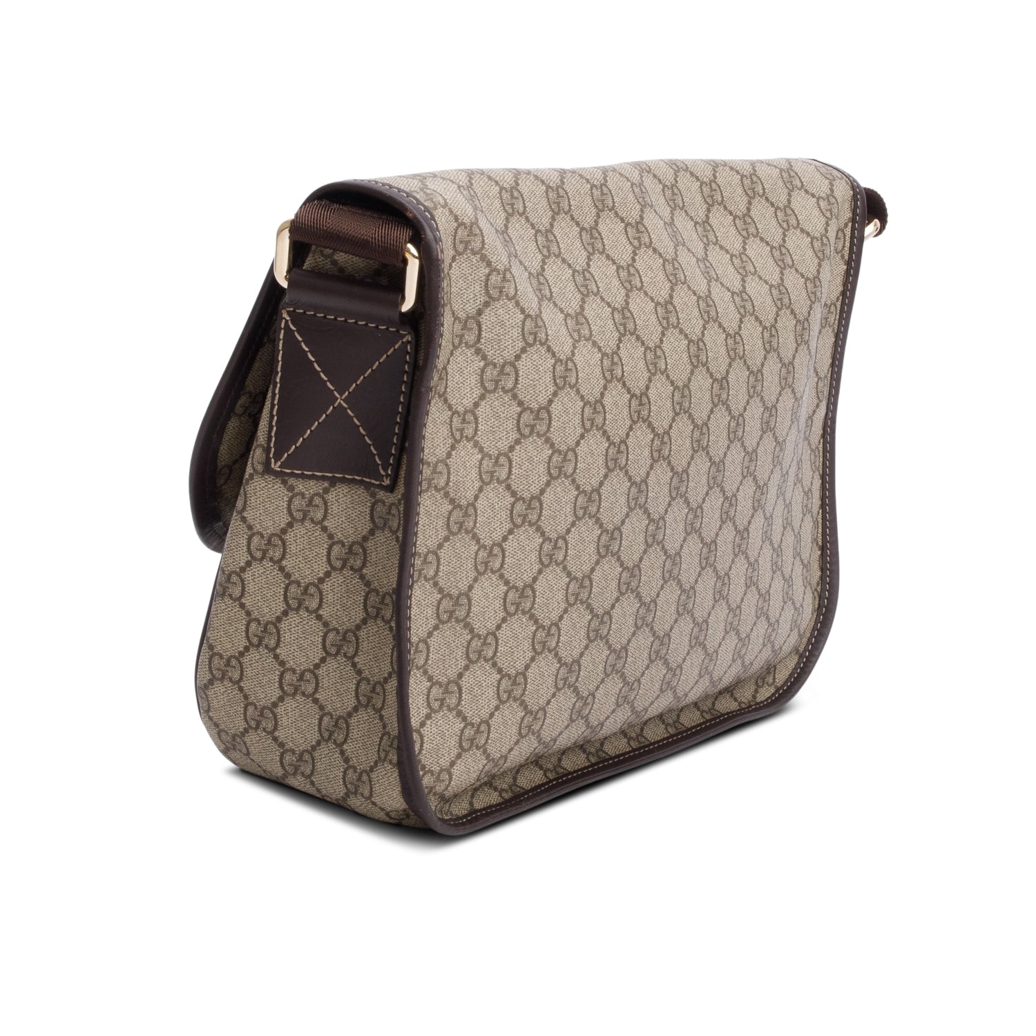 Gucci GG Supreme Double Buckle Flap Messenger Bag