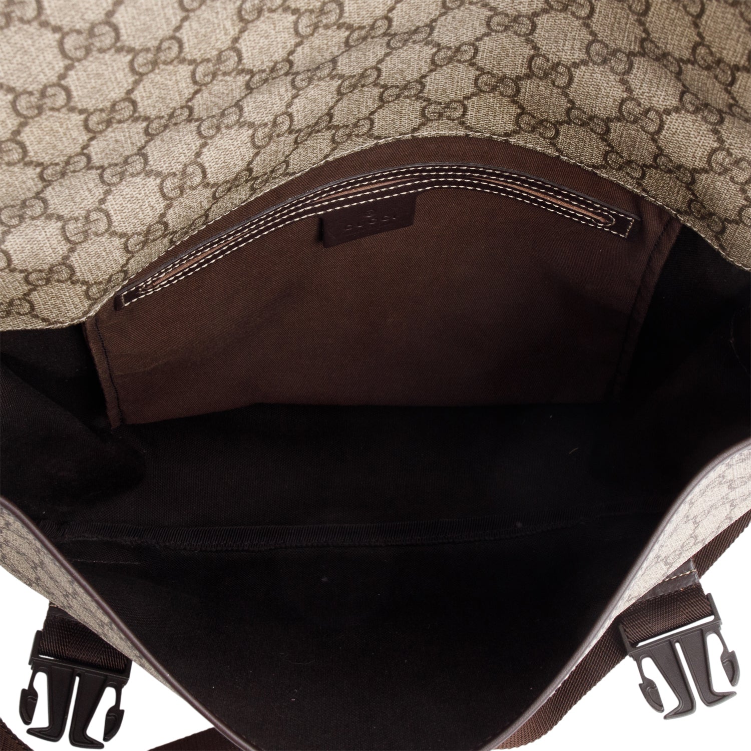 Gucci GG Supreme Double Buckle Flap Messenger Bag