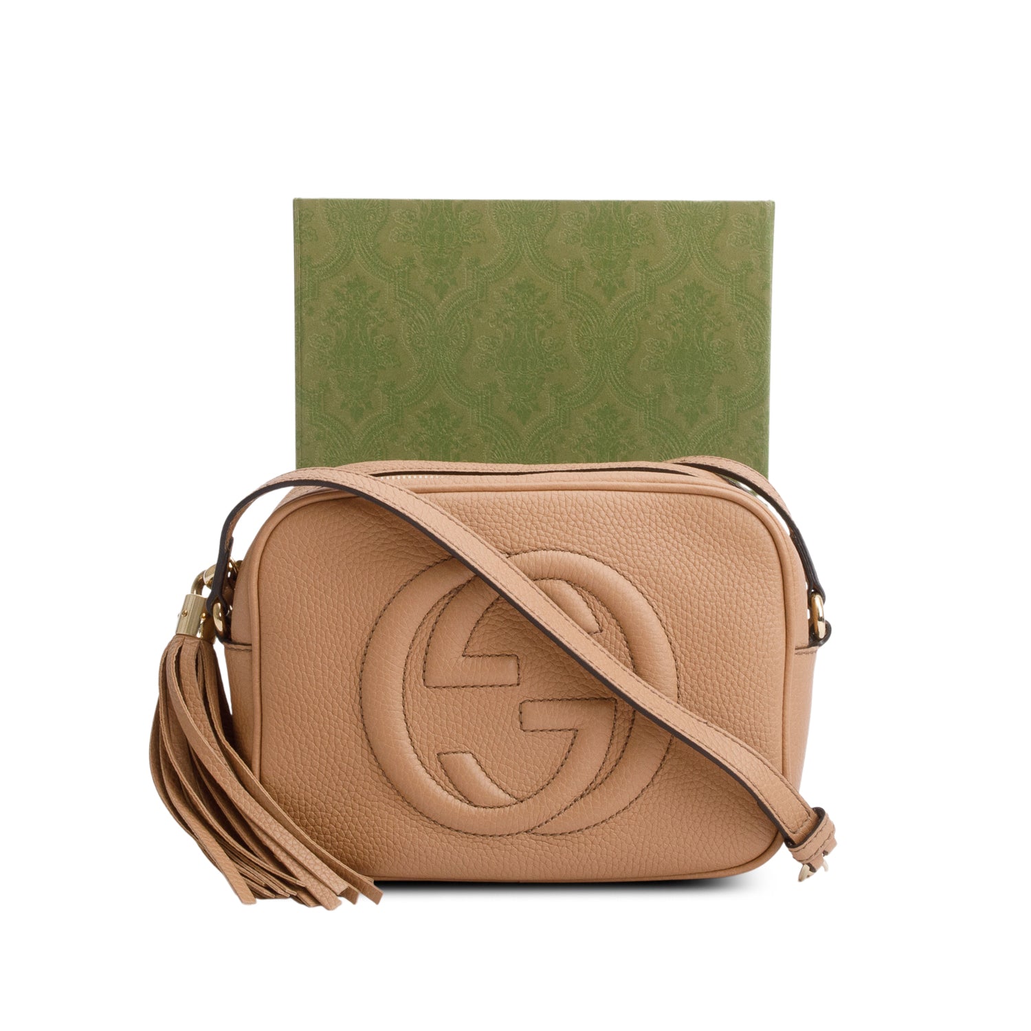 Gucci Beige Pebbled Calfskin Leather Small Soho Disco Bag w/ Box