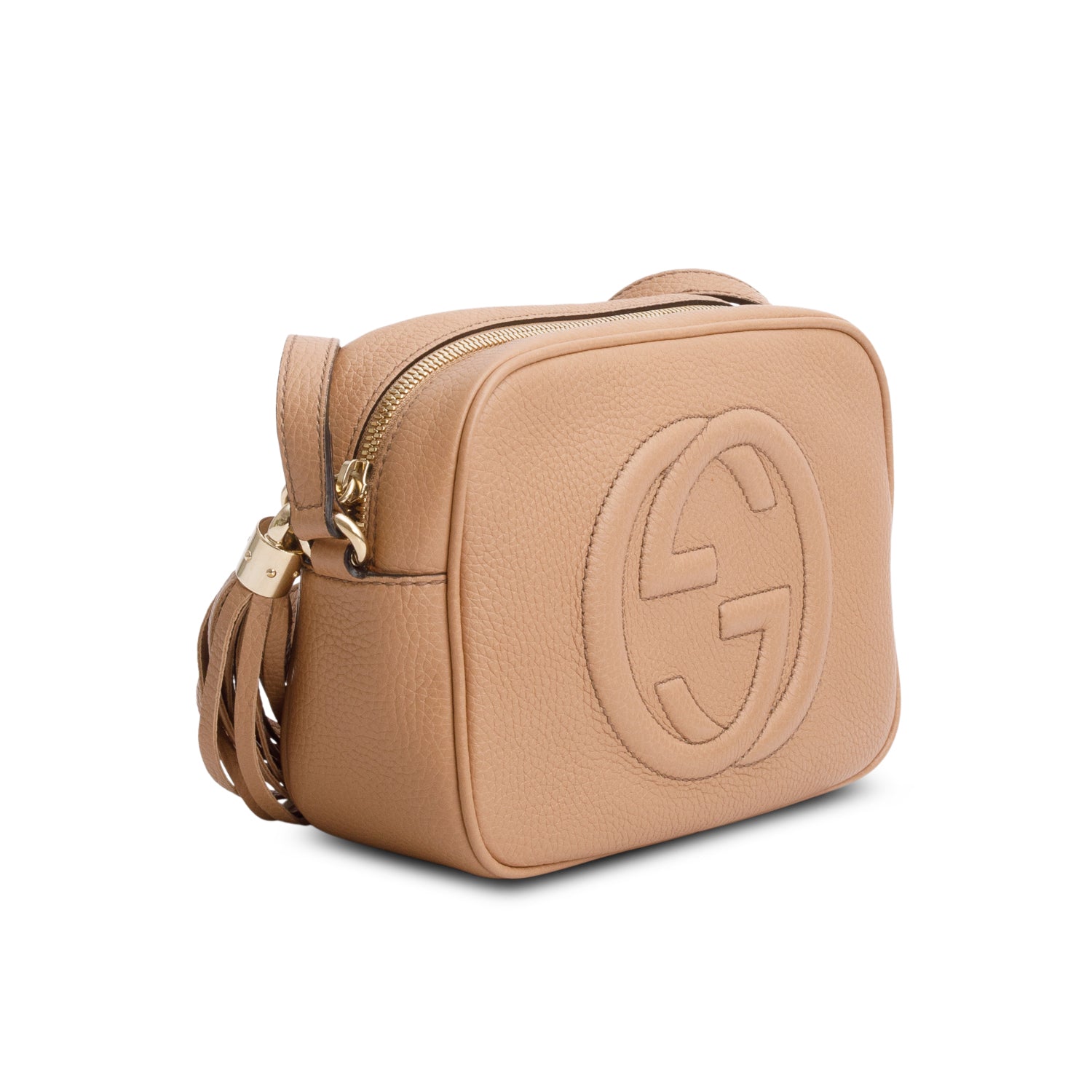 Gucci Beige Pebbled Calfskin Leather Small Soho Disco Bag w/ Box