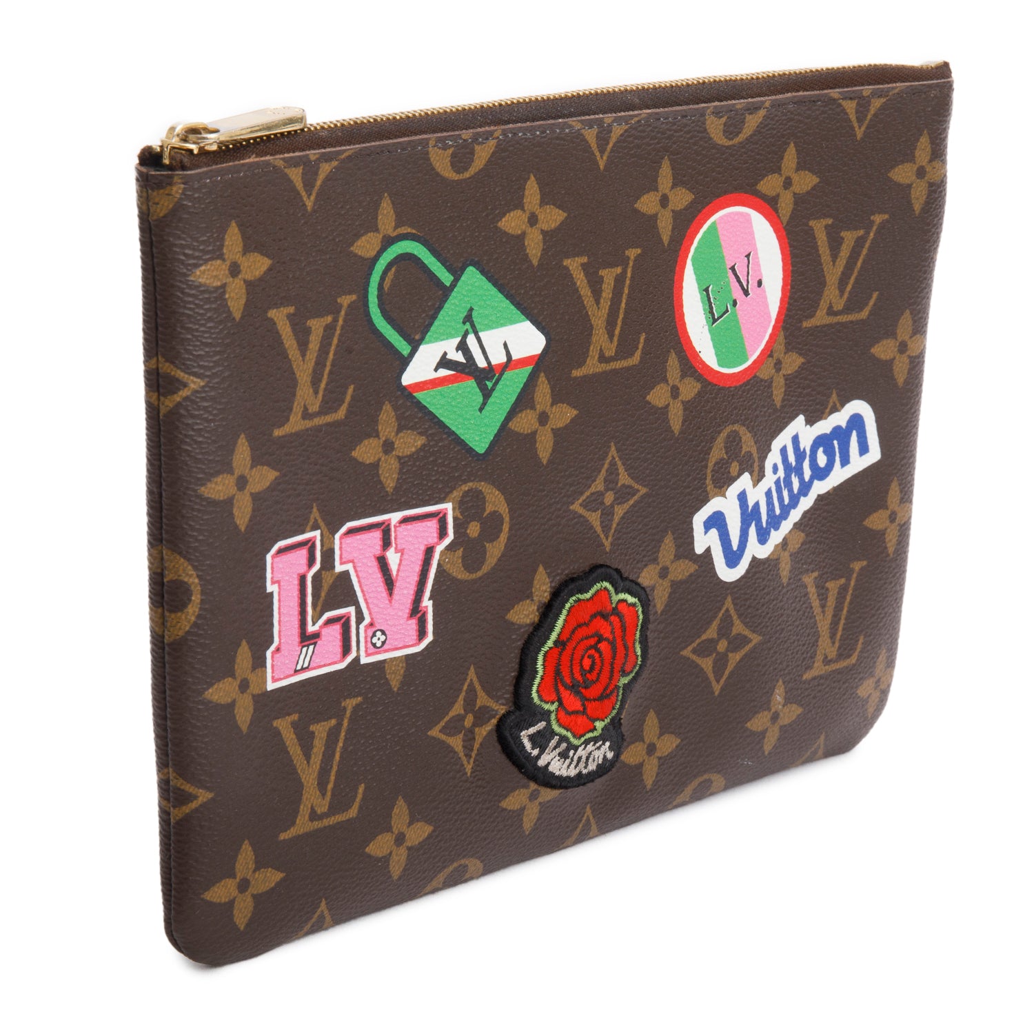Louis Vuitton Monogram Travel Patches City Wristlet Pouch