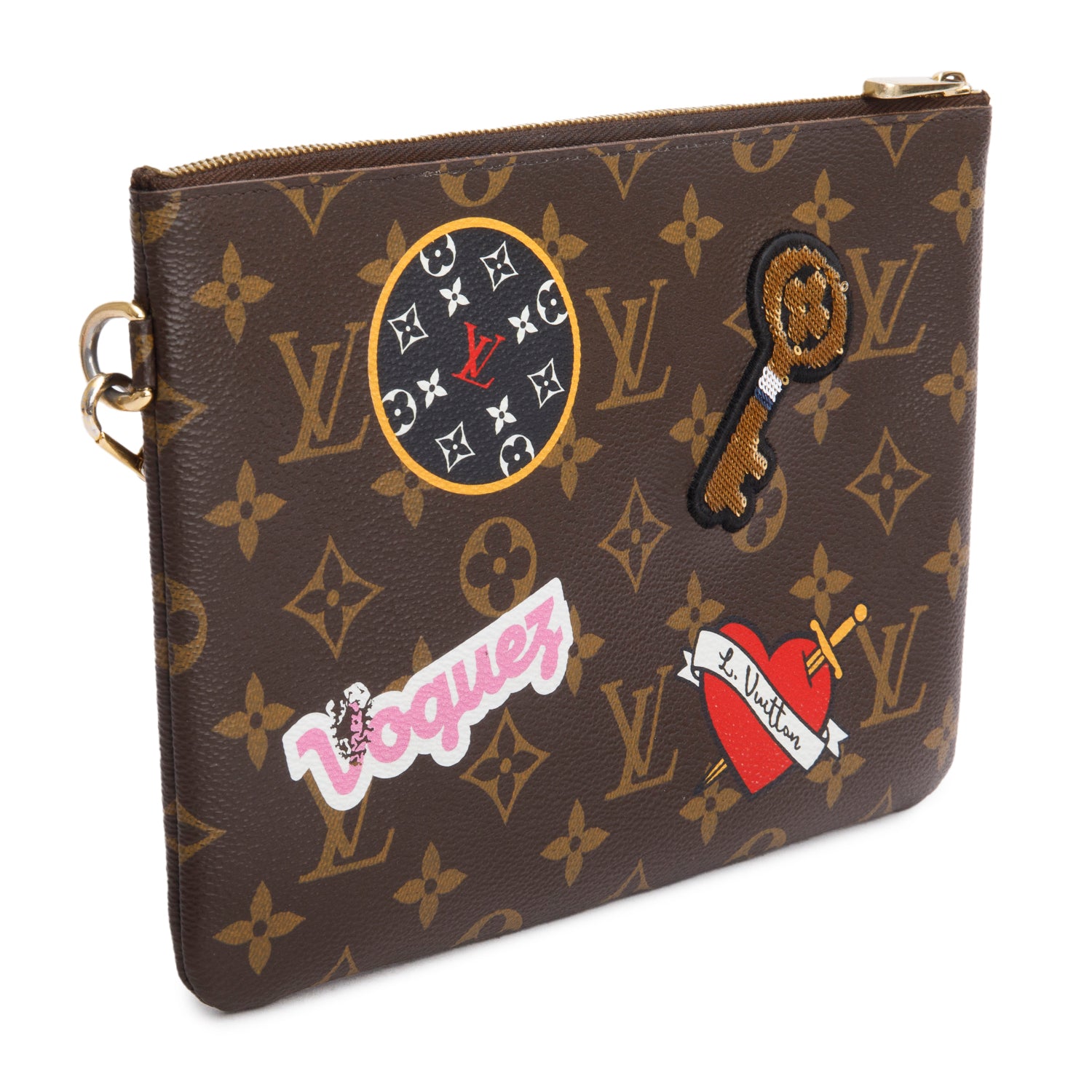 Louis Vuitton Monogram Travel Patches City Wristlet Pouch
