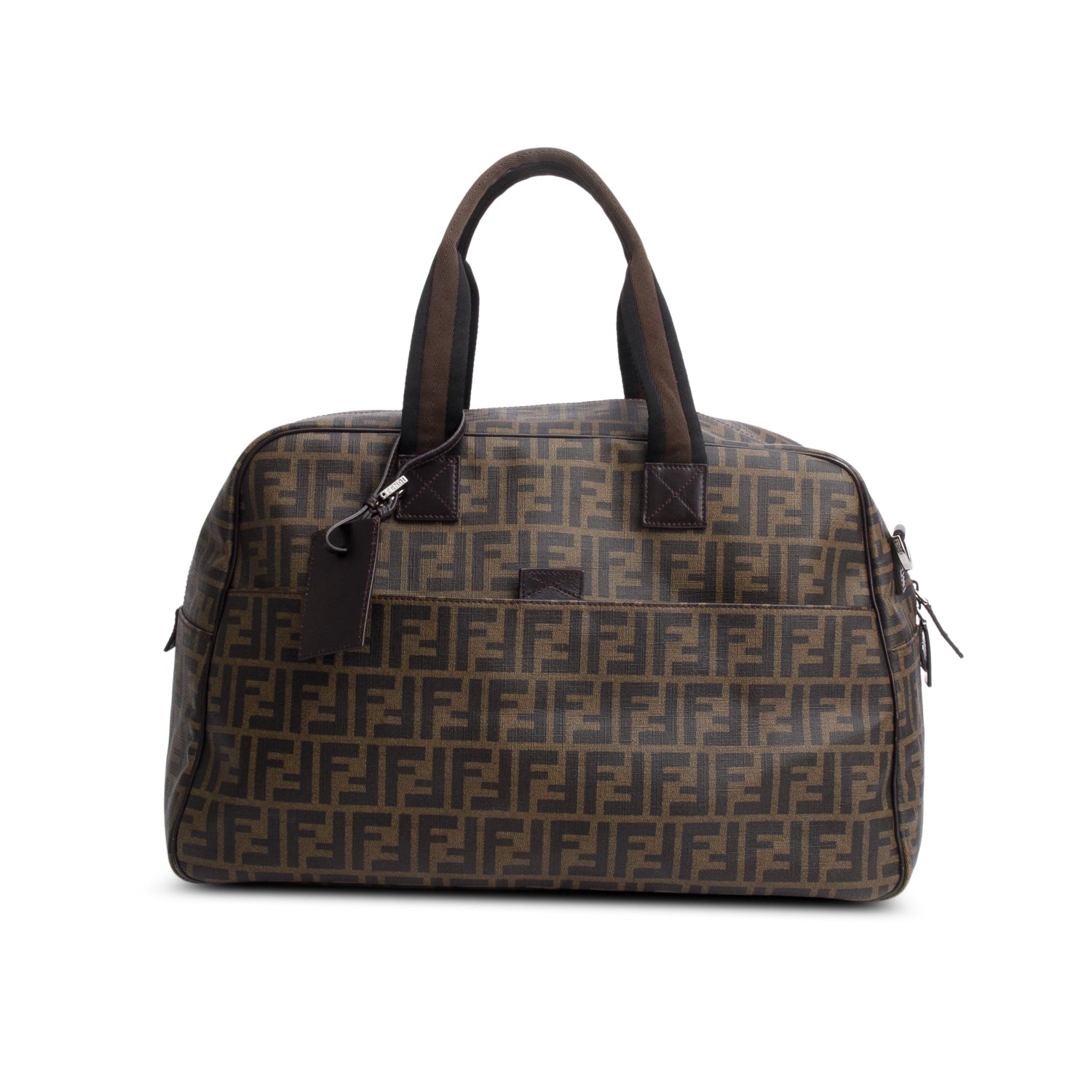 Fendi Brown FF Zucca Coated Canvas Duffle Bag w/ Strap