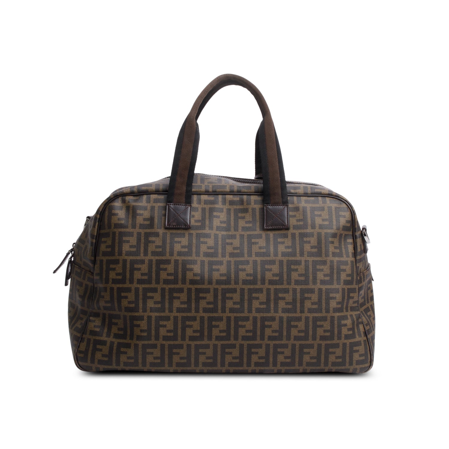 Fendi Brown FF Zucca Coated Canvas Duffle Bag w/ Strap
