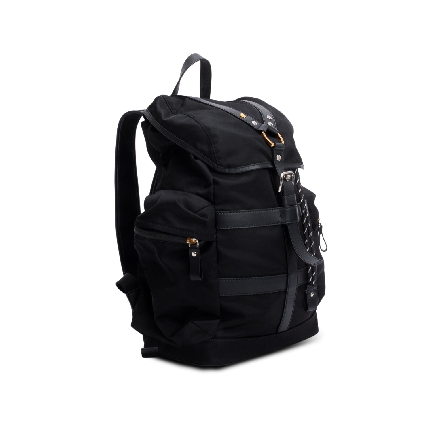 Versace Black Nylon Medusa Greca Backpack