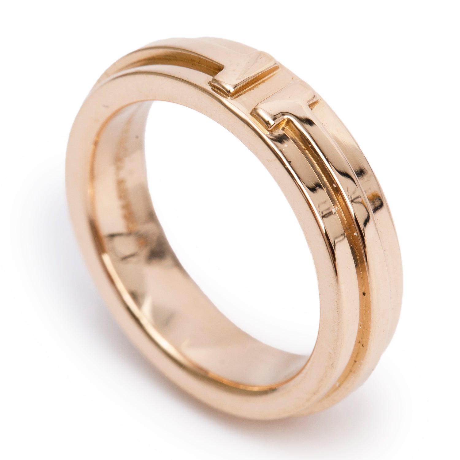 Tiffany & Co. 18k Rose Gold 4.5 MM T Narrow Band Ring, Size 4.5