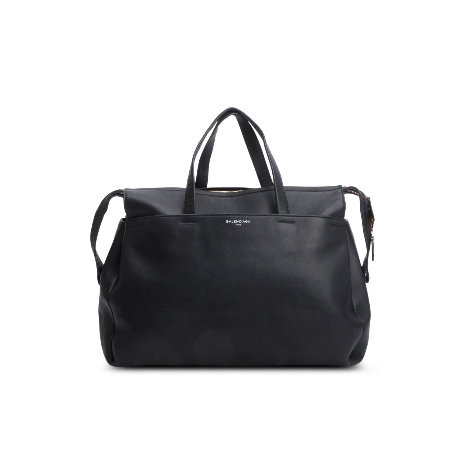 Balenciaga Black Lambskin Portfolio Sac Handle Bag w/ Strap