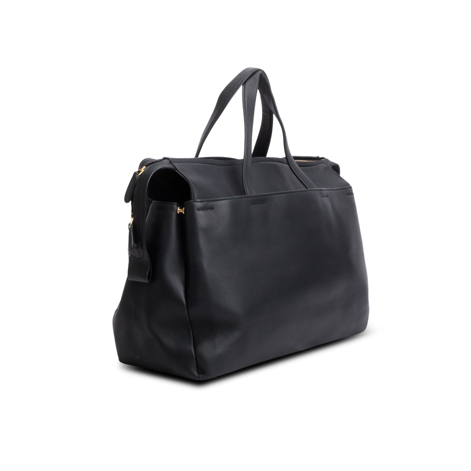 Balenciaga Black Lambskin Portfolio Sac Handle Bag w/ Strap
