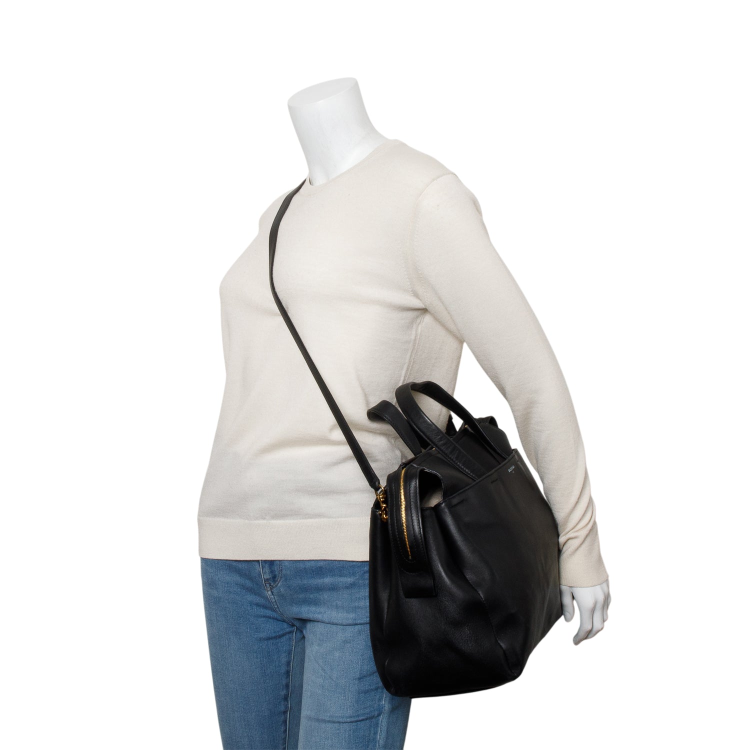 Balenciaga Black Lambskin Portfolio Sac Handle Bag w/ Strap