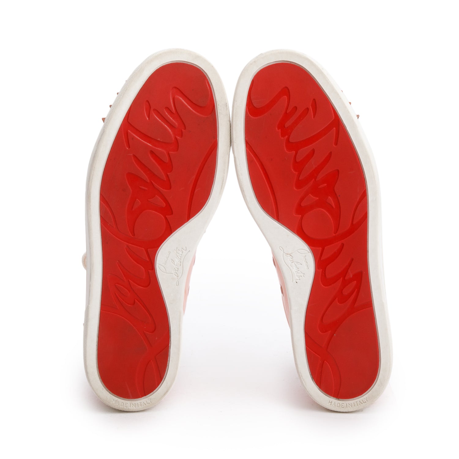 Christian Louboutin Pink Calfskin Vieira Spiked Flat Sneaker's, Size 37.5