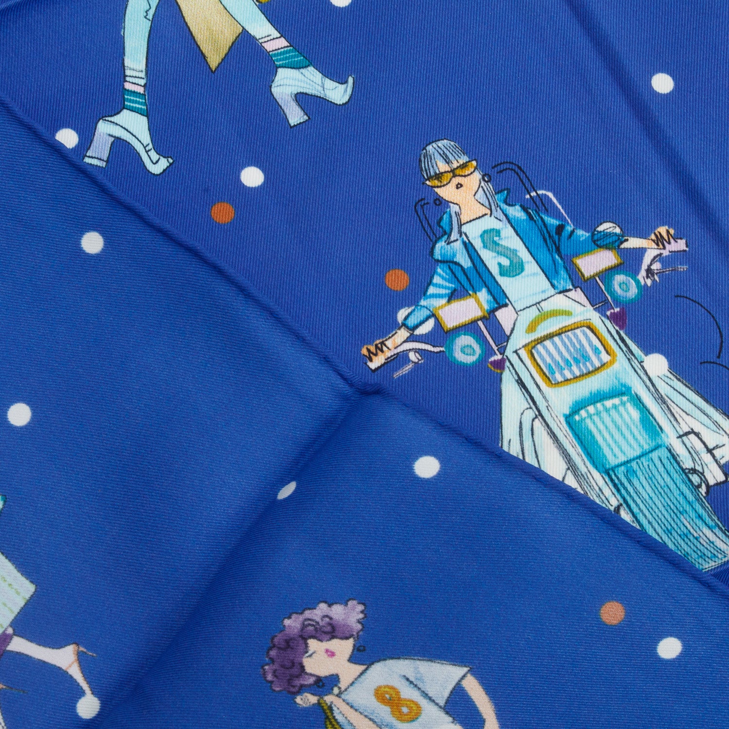 Hermes Blue 'Les Parisiennes De Kiraz' Silk Scarf 70