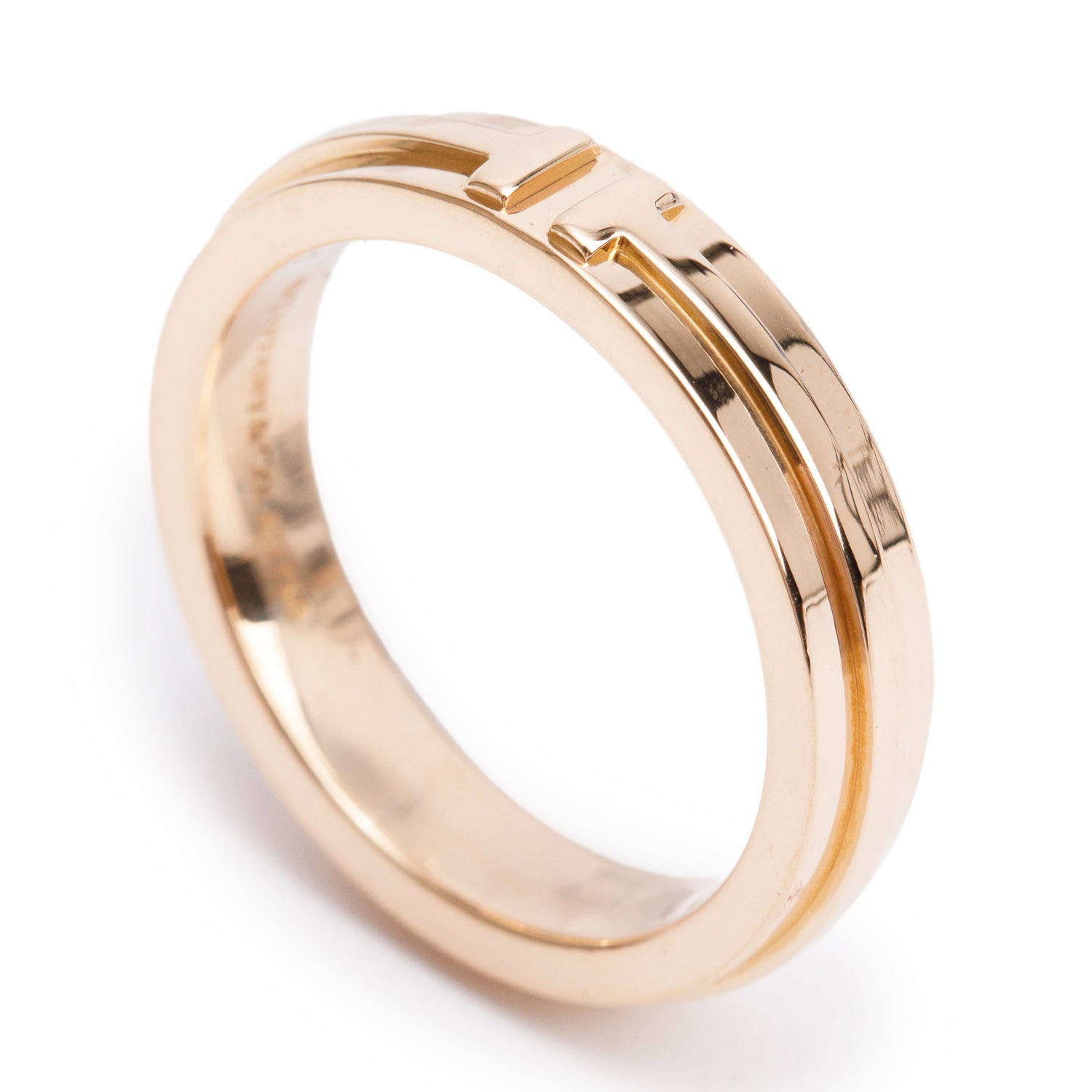 Tiffany & Co. 18k Rose Gold 4.5 MM T Narrow Band Ring, Size 8.5