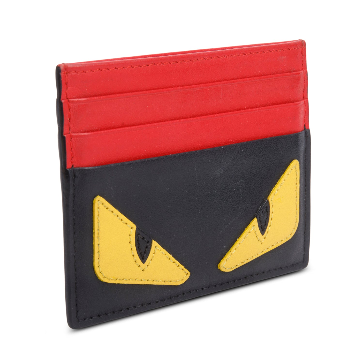 Fendi Black Vitello Century Monster Eyes Card Holder w/ Box