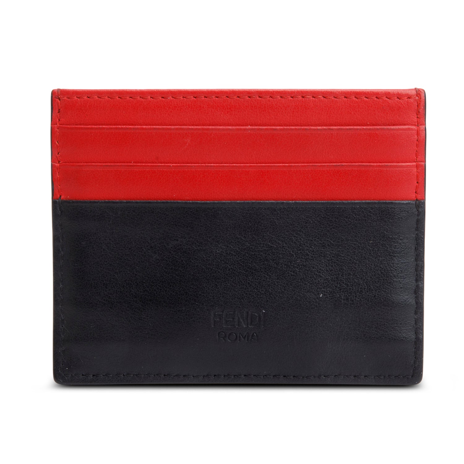 Fendi Black Vitello Century Monster Eyes Card Holder w/ Box