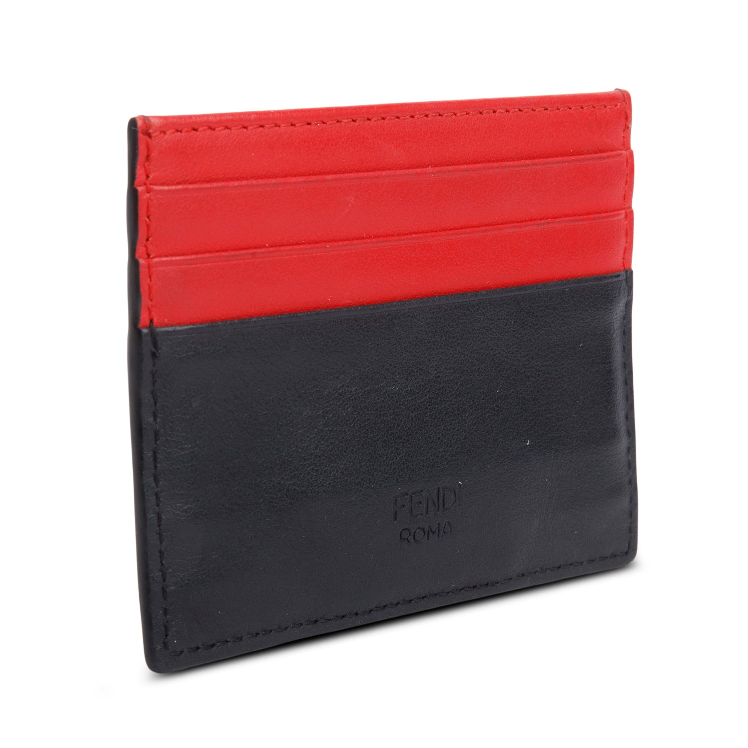 Fendi Black Vitello Century Monster Eyes Card Holder w/ Box