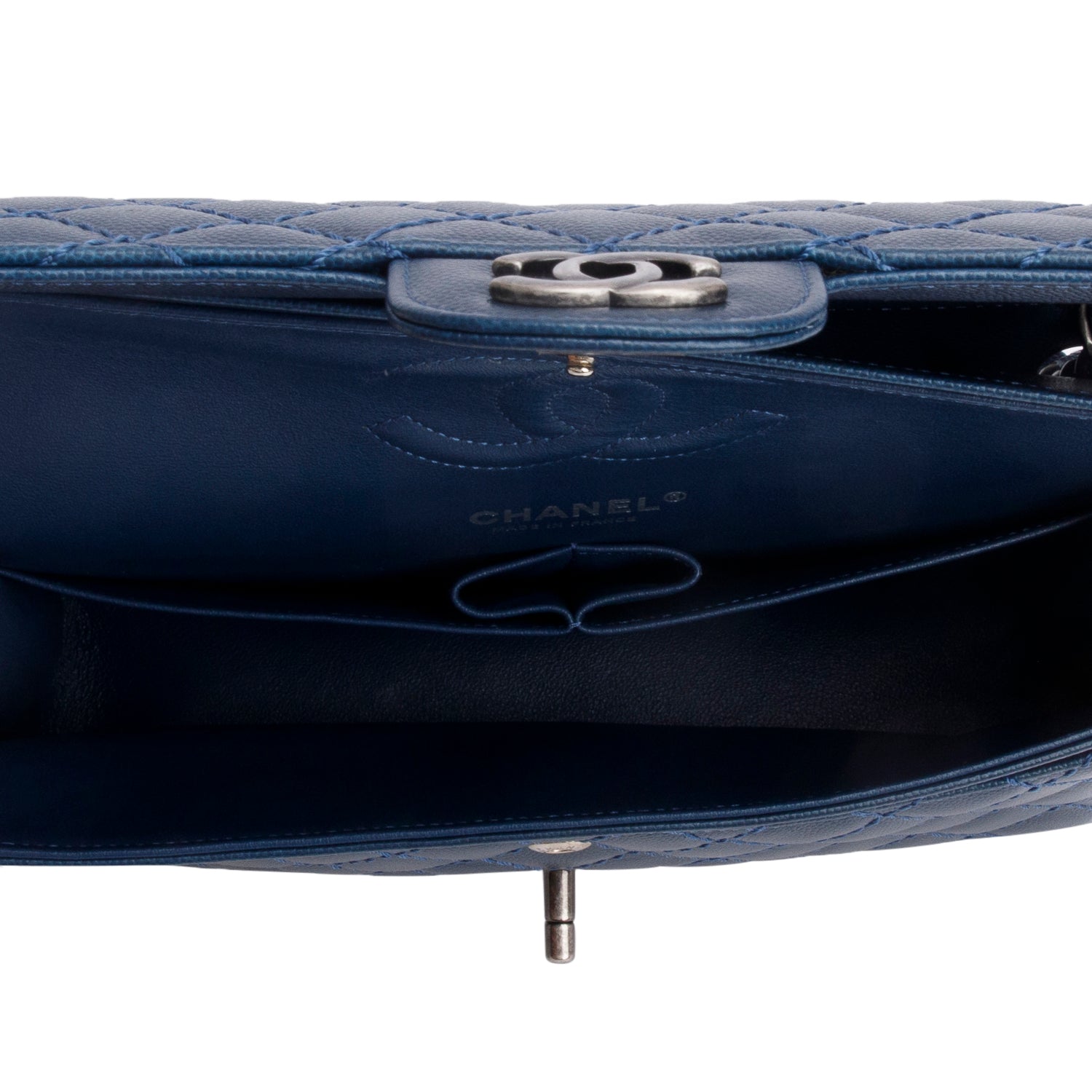 Chanel Blue Caviar Classic Medium Double Flap Bag w/ Box & Authenticity Card