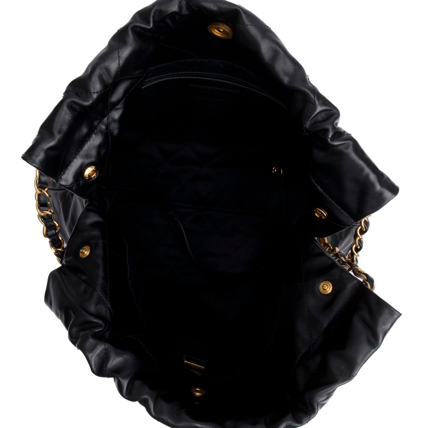 Chanel Black Shiny Calfskin Quilted Small 22 Hobo w/ Pouch & Box