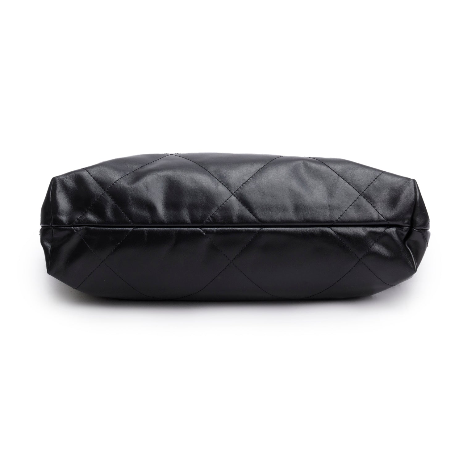 Chanel Black Shiny Calfskin Quilted Small 22 Hobo w/ Pouch & Box