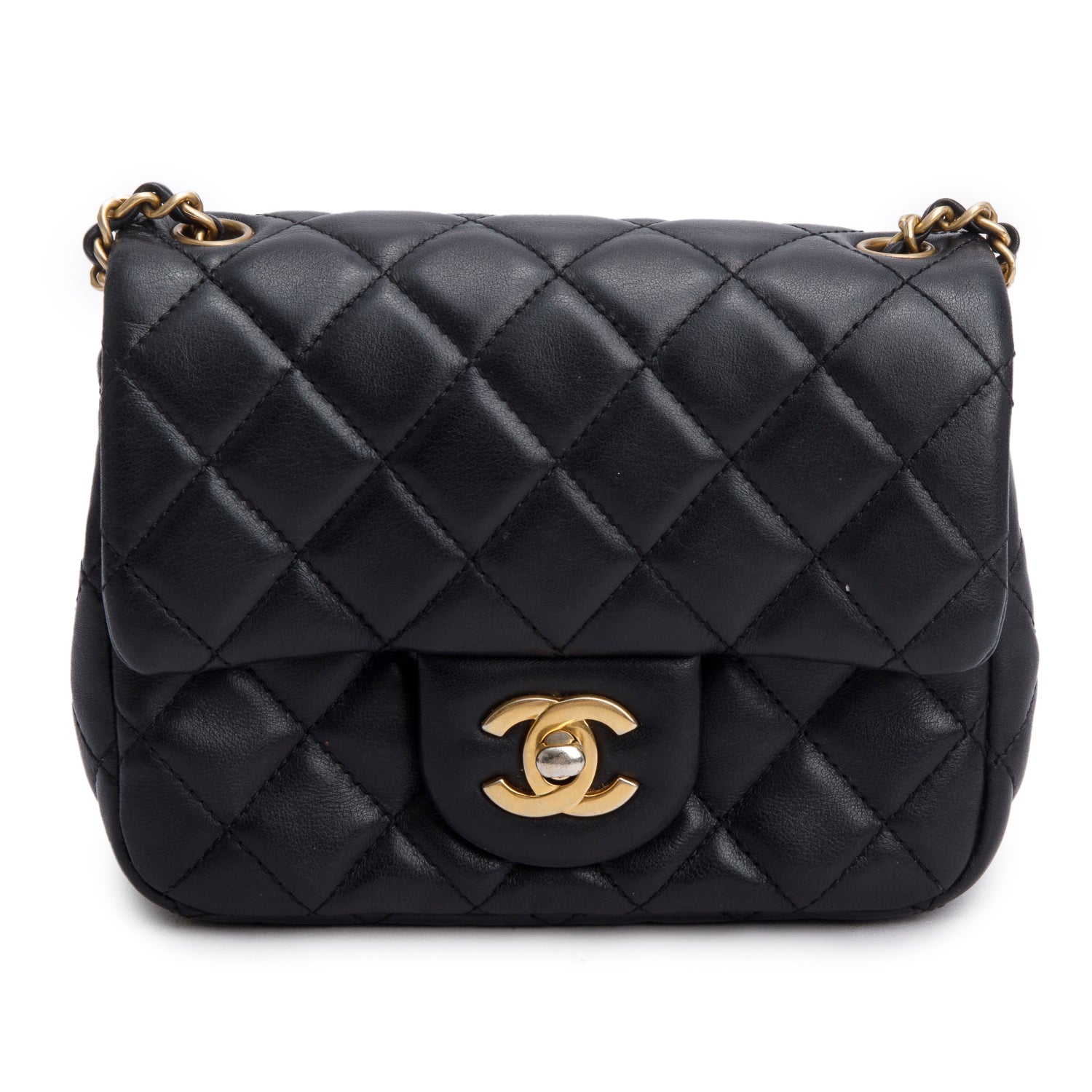 Chanel 2020 Black Lambskin Romance Mini Square Flap Bag w/ Box & Receipt