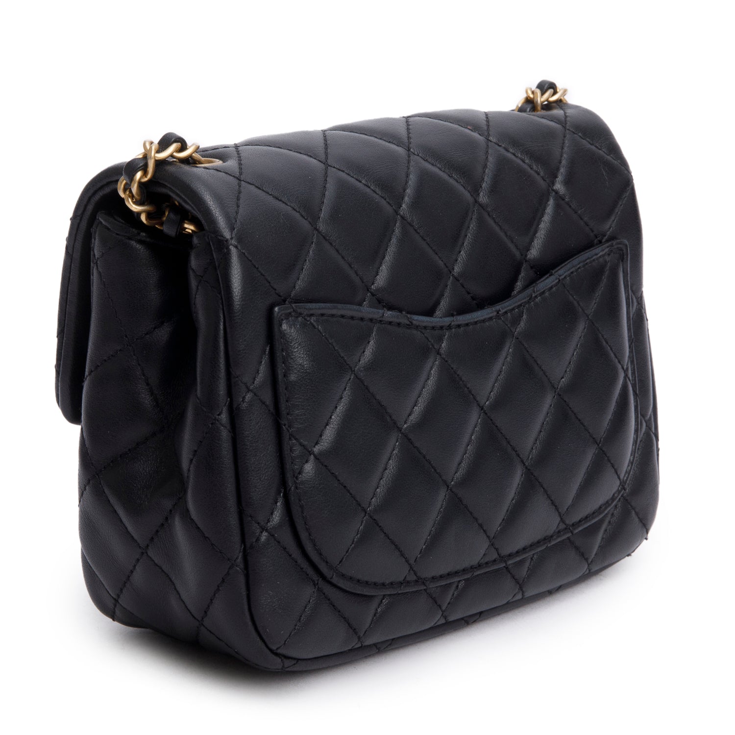 Chanel 2020 Black Lambskin Romance Mini Square Flap Bag w/ Box & Receipt