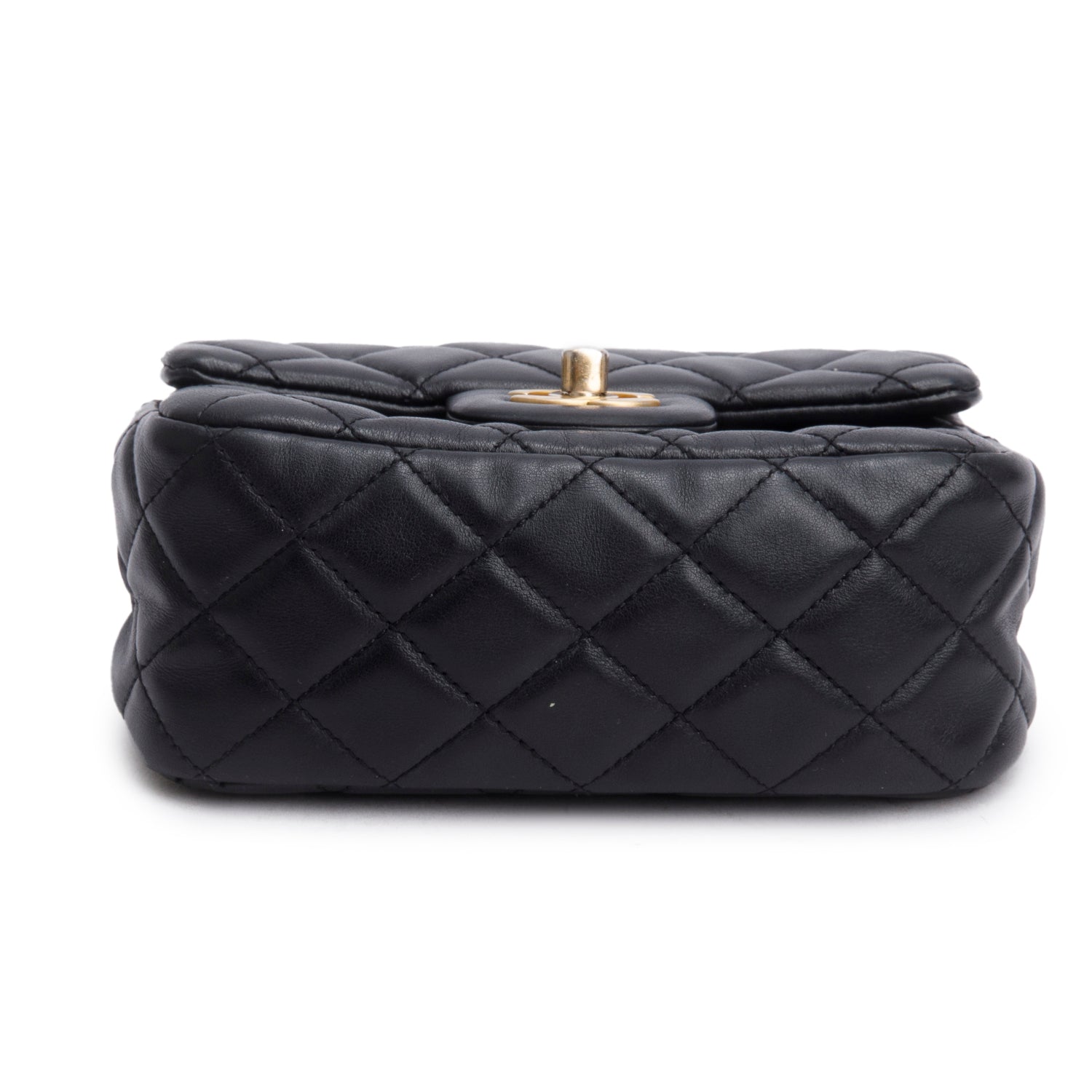 Chanel 2020 Black Lambskin Romance Mini Square Flap Bag w/ Box & Receipt