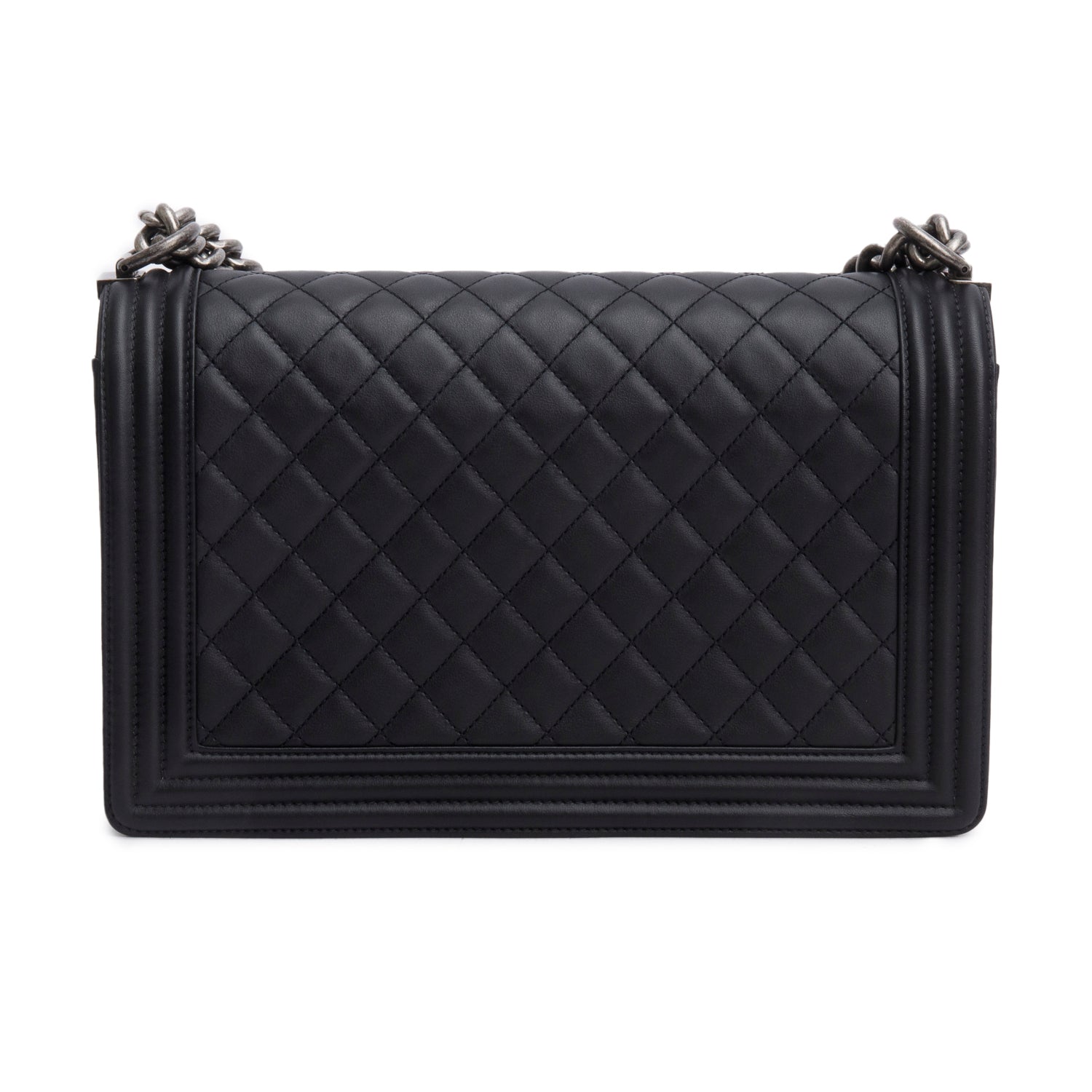Chanel 2021 Black Quilted Lambskin Large Boy Bag w/ Box