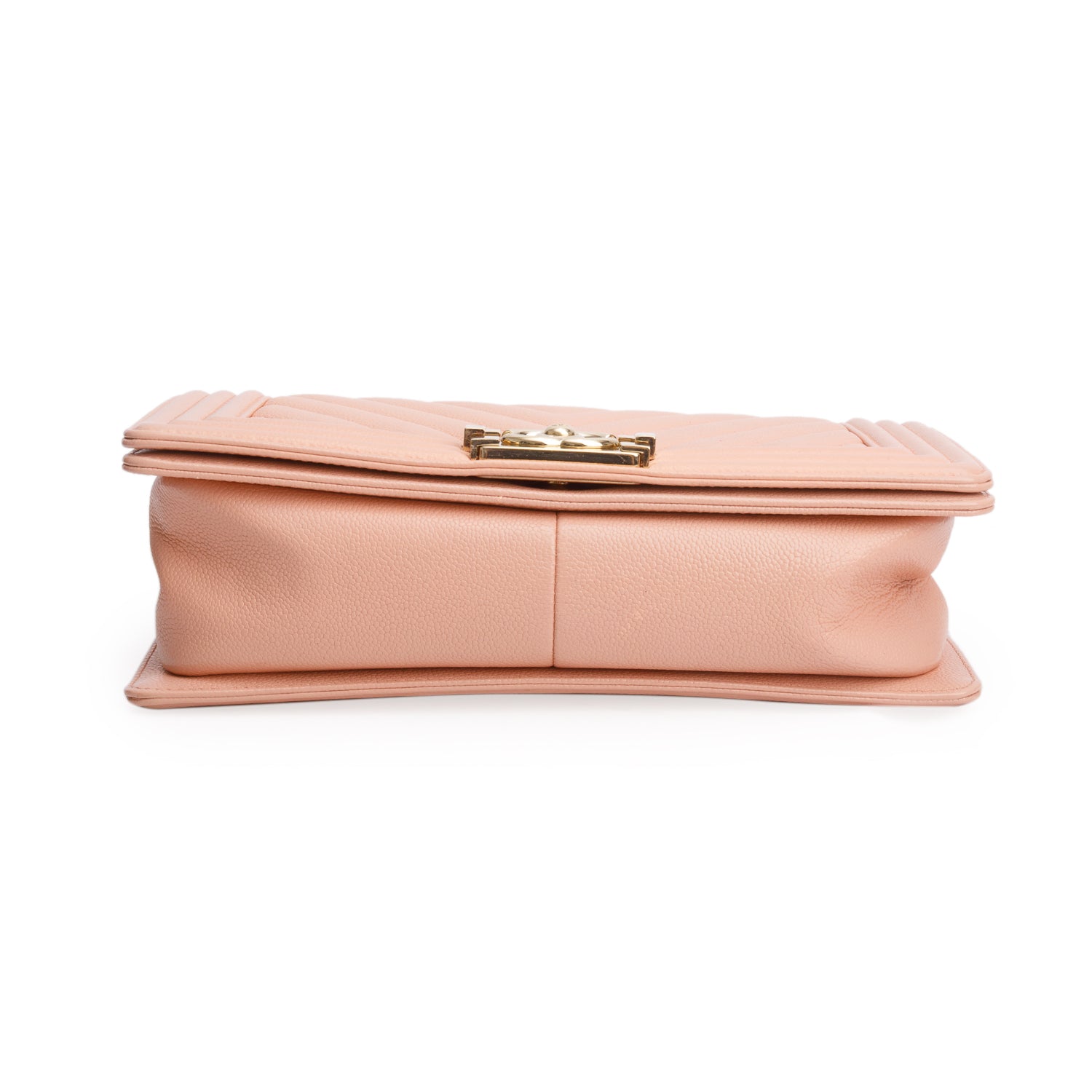 Chanel Peach Caviar Chevron Quilted Medium Boy Bag