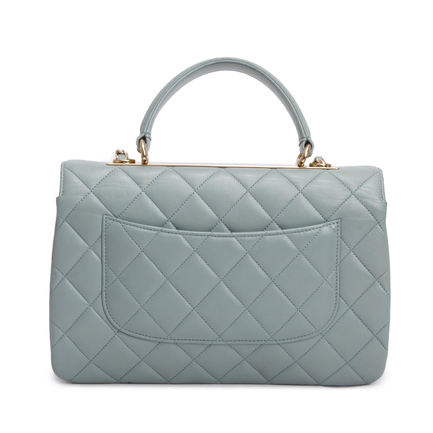 Chanel Blue Lambskin Quilted Large Trendy CC Dual Handle Flap w/ Receipt