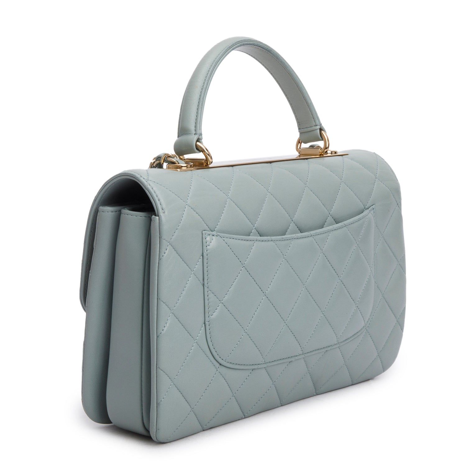 Chanel Blue Lambskin Quilted Large Trendy CC Dual Handle Flap w/ Receipt