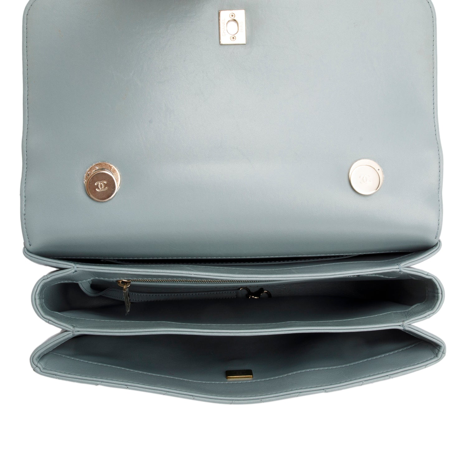 Chanel Blue Lambskin Quilted Large Trendy CC Dual Handle Flap w/ Receipt