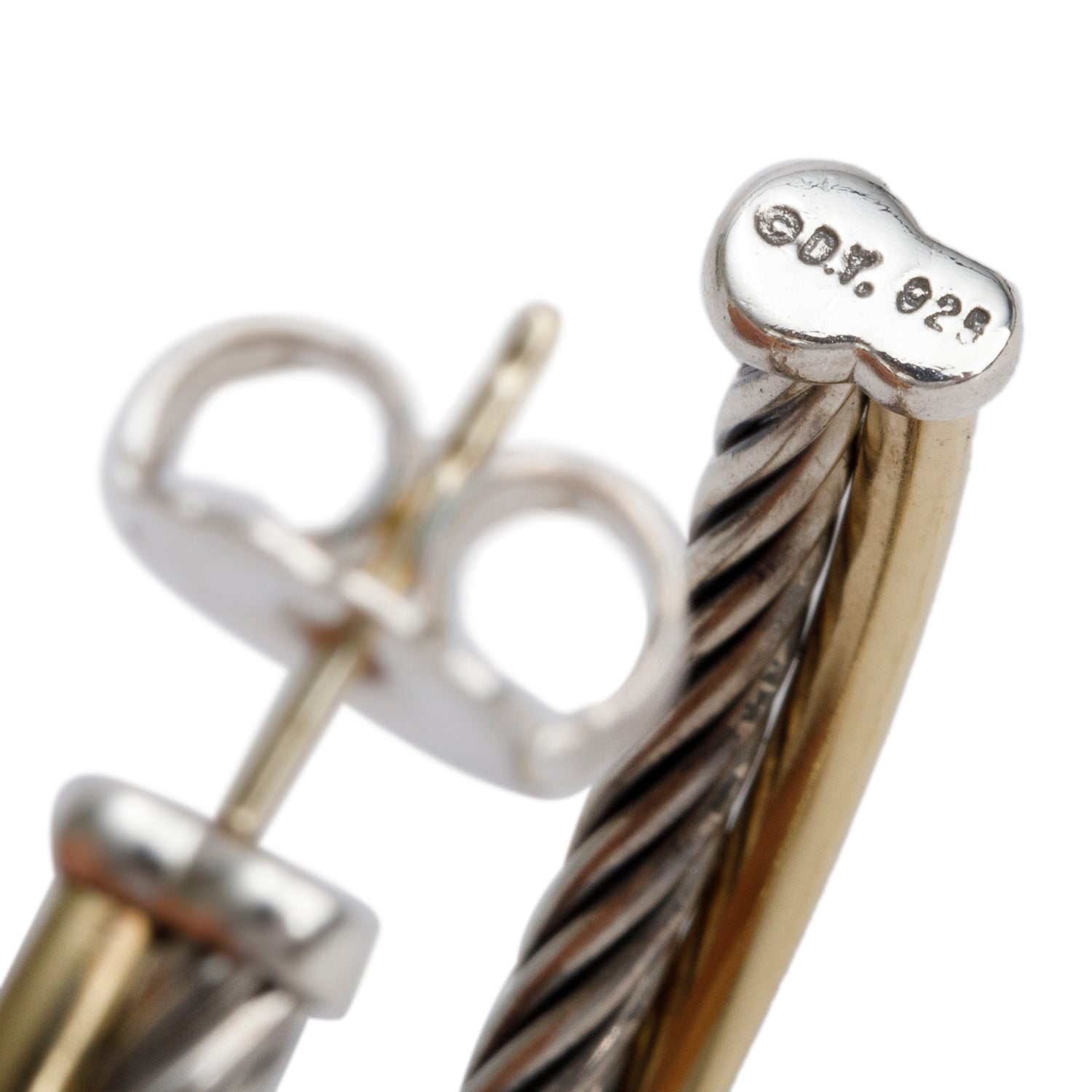 David Yurman Sterling Silver & 18k Yellow Gold Cable Crossover Hoop Earrings, 44 MM