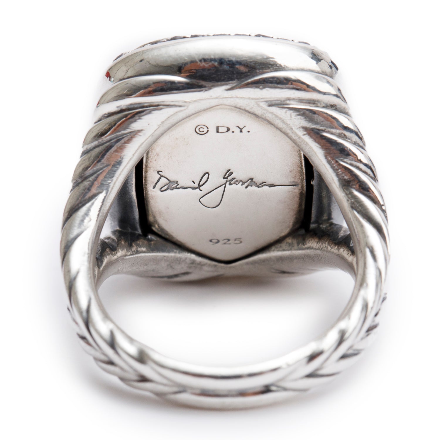 David Yurman Sterling Silver Albion Ring with Black Orchid and Black Diamonds