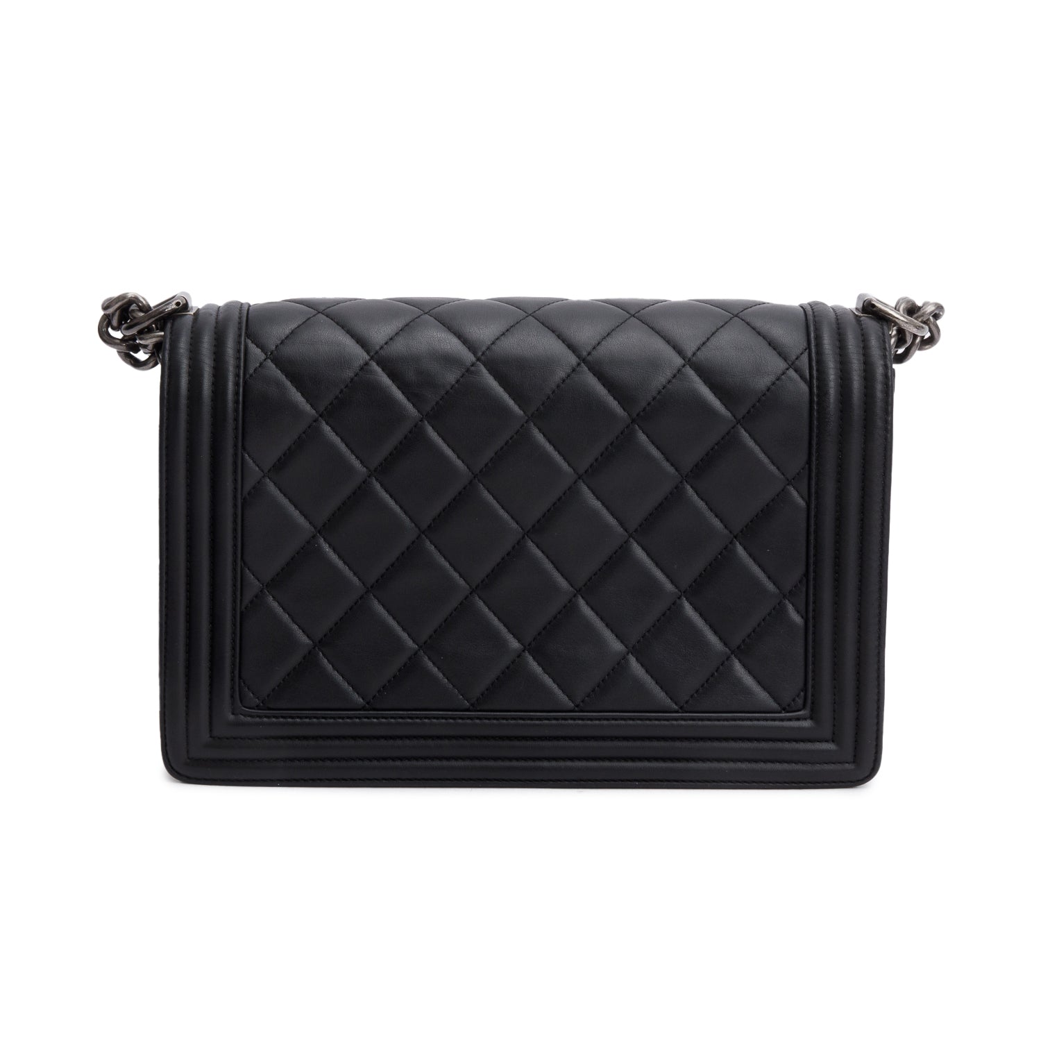 Chanel Black Quilted Lambskin Leather Large Boy Bag w/ Receipt & Authenticity Card