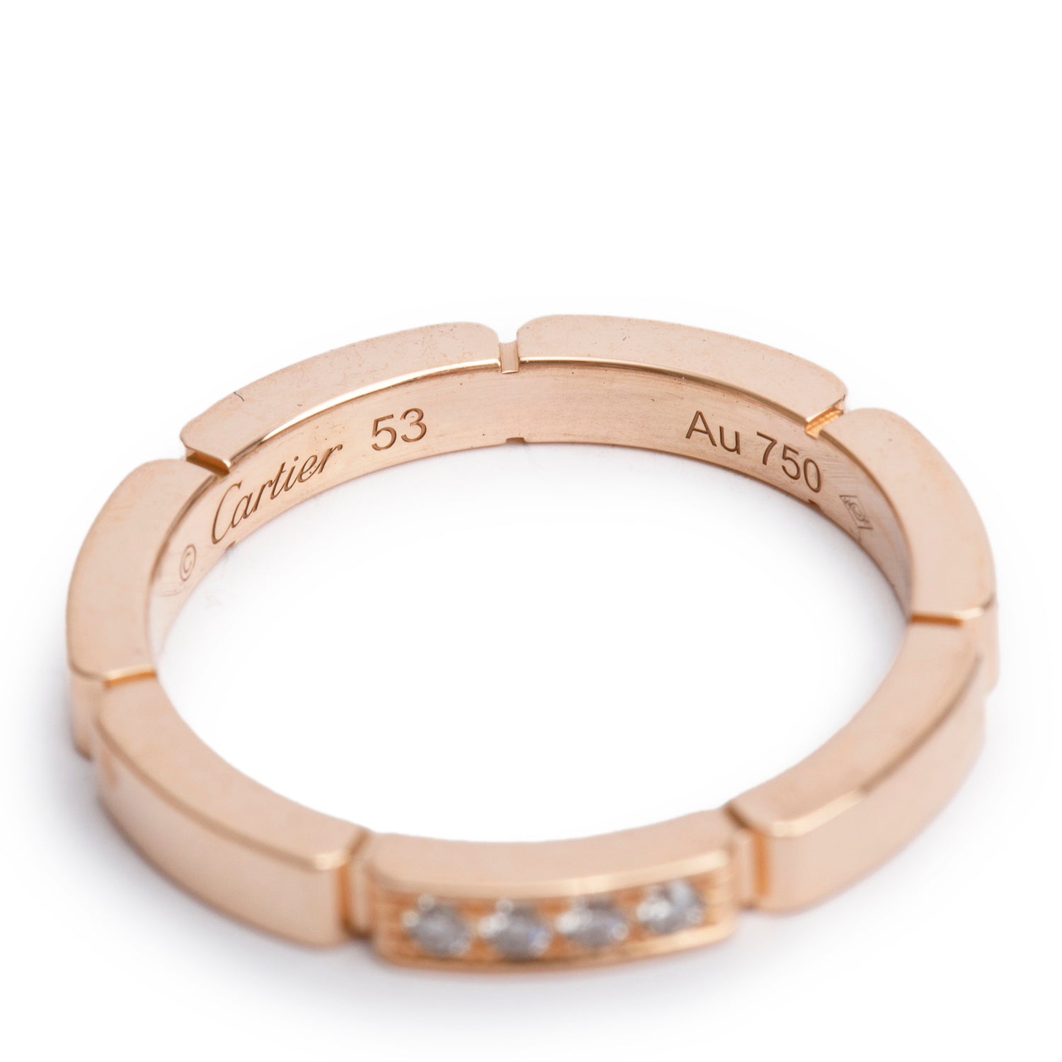 Cartier 2023 18k Rose Gold 4 Diamond Maillon Panthere 2.5 MM Wedding Band, Size 53 6.5 w/ Box, Receipt & Certificate