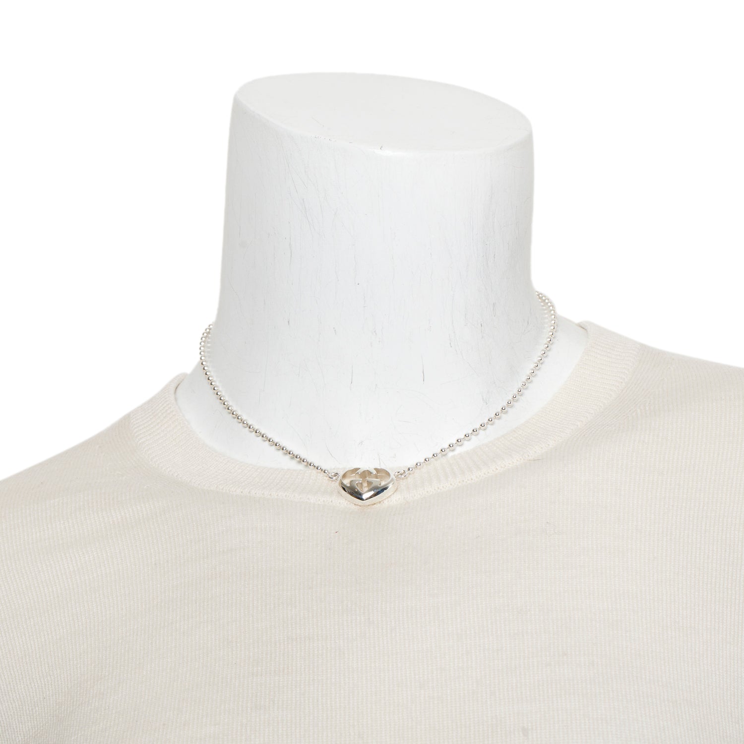 Gucci Sterling Silver Love Britt Interlocking G Heart Pendant Necklace