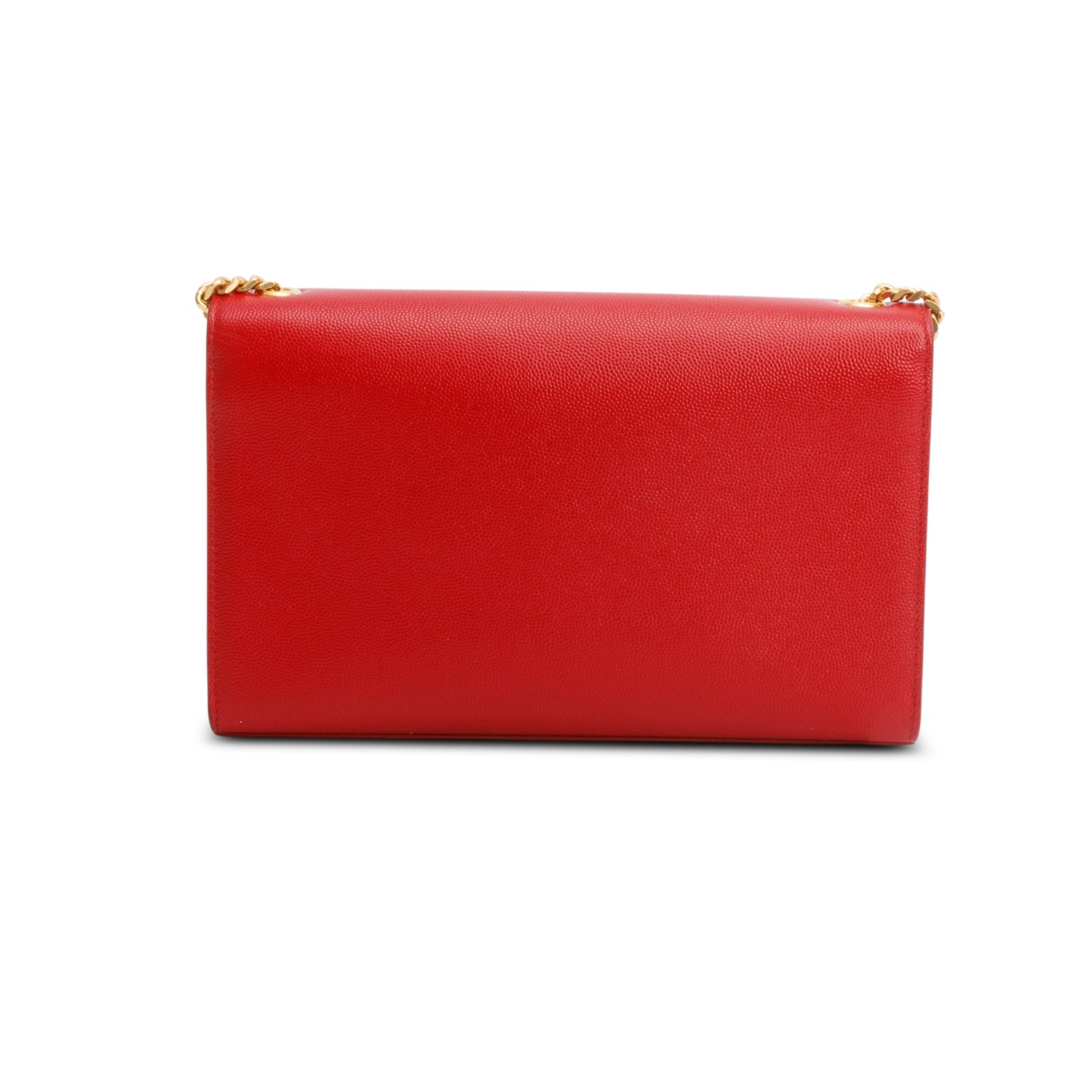 Saint Laurent Red Grain De Poudre Leather Medium Classic Monogram Kate Tassel Chain Bag