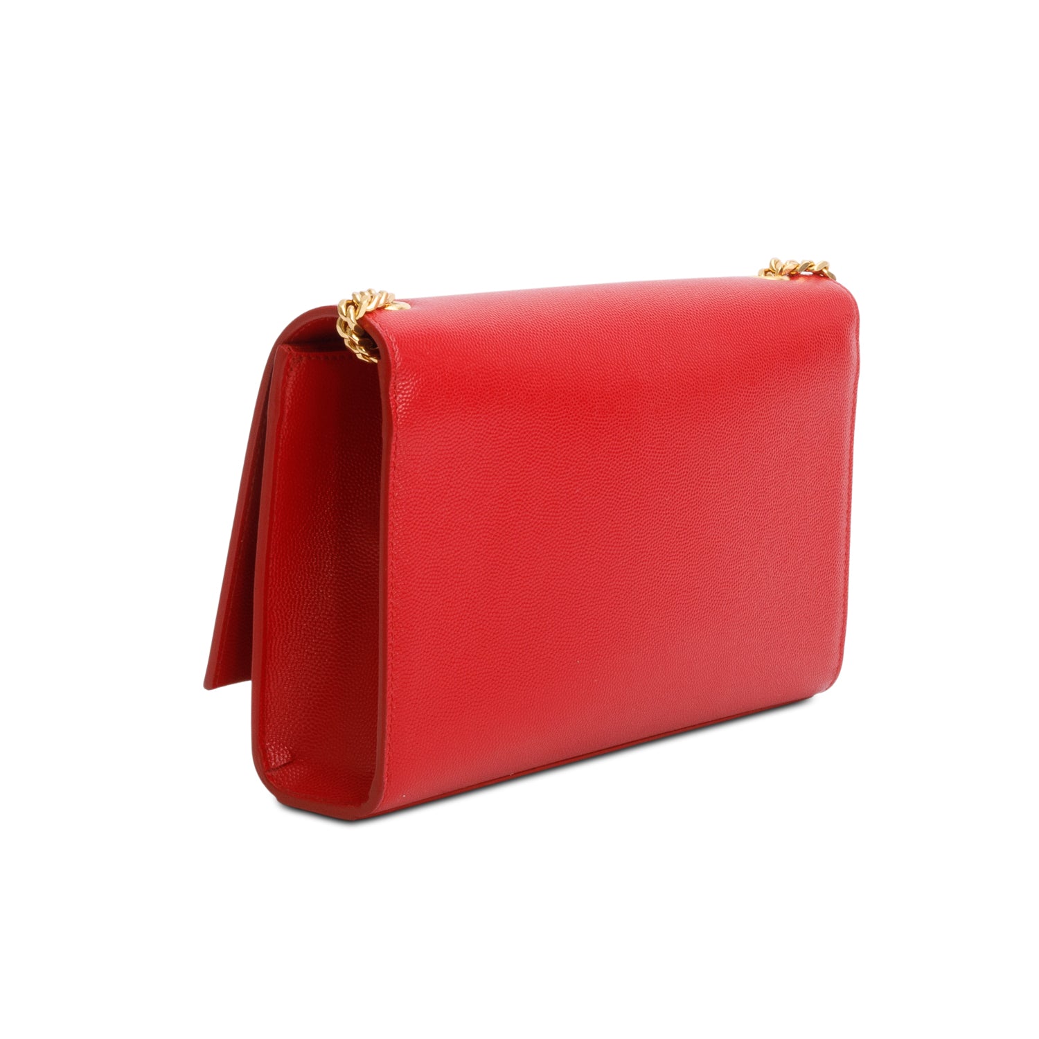 Saint Laurent Red Grain De Poudre Leather Medium Classic Monogram Kate Tassel Chain Bag