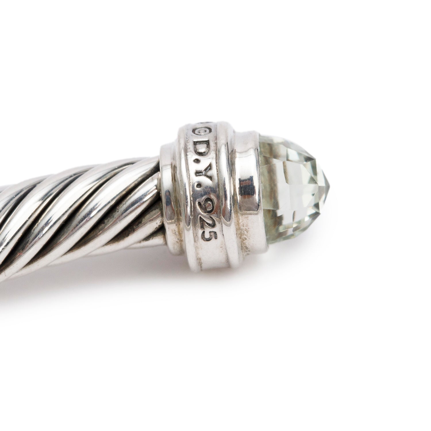 David Yurman Sterling Silver Prasiolite & Diamond 5 MM Cable Classic Bracelet