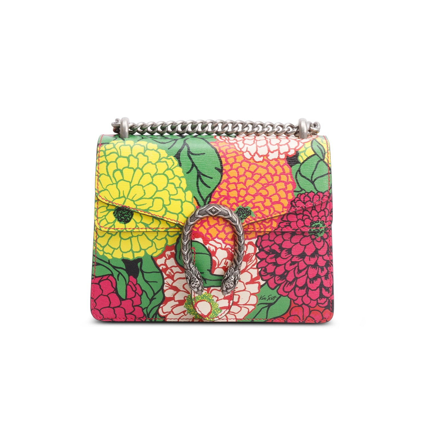 Gucci x Ken Scott Multicolor Textured Calfskin Pomponica Print Dionysus Shoulder Bag