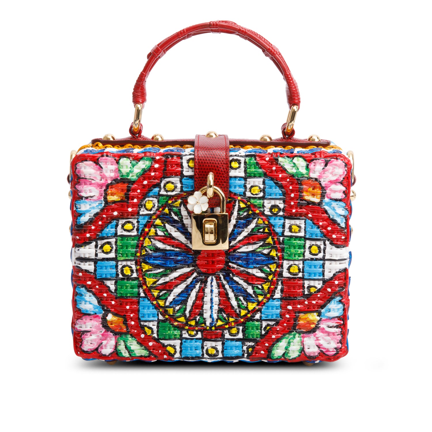 Dolce & Gabbana Multicolor Painted Wicker Box Bag w/ Box, Strap & Authenticity Card