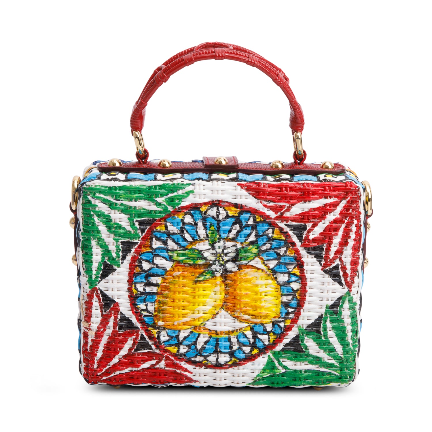 Dolce & Gabbana Multicolor Painted Wicker Box Bag w/ Box, Strap & Authenticity Card