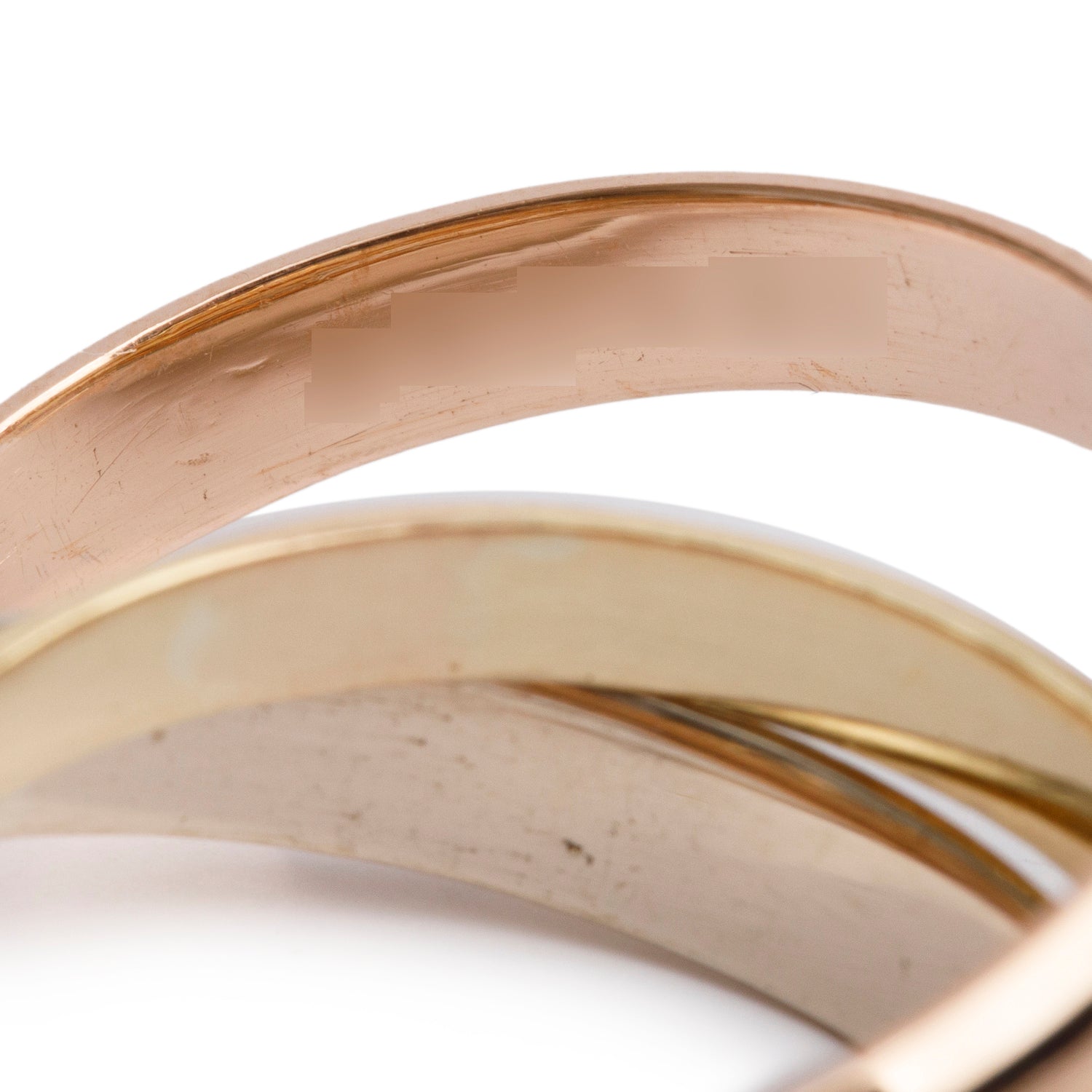 Cartier 18k Tri-Gold Vintage Le must de Cartier Trinity Rolling Ring, Size 56 6.5