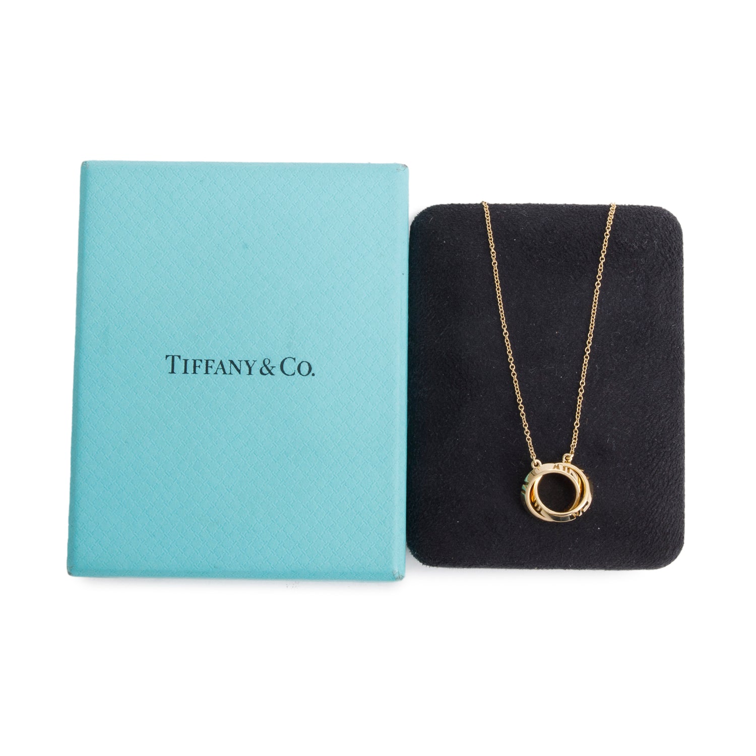 Tiffany & Co. 18k Yellow Gold Atlas X Closed Interlocking Pendant Necklace w/ Box