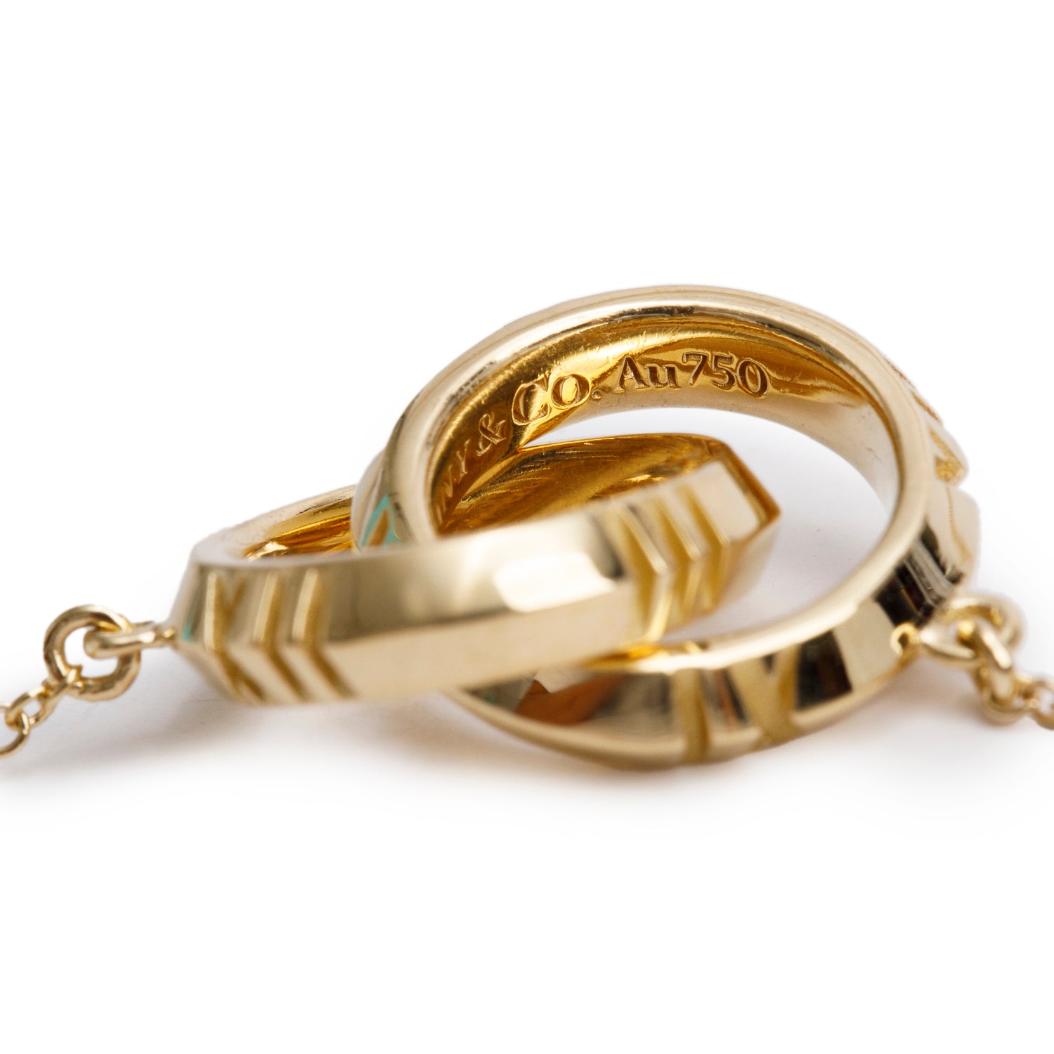 Tiffany & Co. 18k Yellow Gold Atlas X Closed Interlocking Pendant Necklace w/ Box