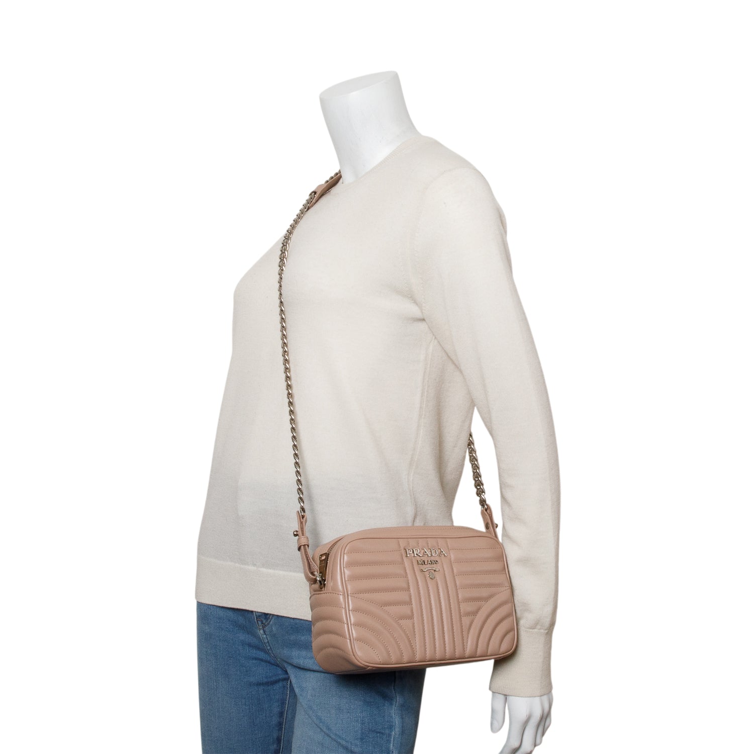 Prada Pink Soft Calfskin Diagramme Crossbody Bag w/ Authenticity Card