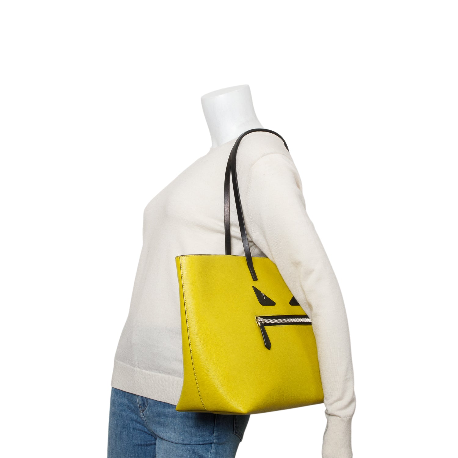 Fendi Green Vitello Elite Cuio Monster Buggies Medium Roll Tote